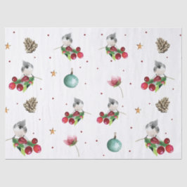 Papel De Seda Padrão de Pássaro de inverno da Aquarela de Natal