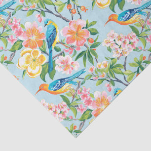 Papel De Seda Padrão de pássaros e flores elegantes