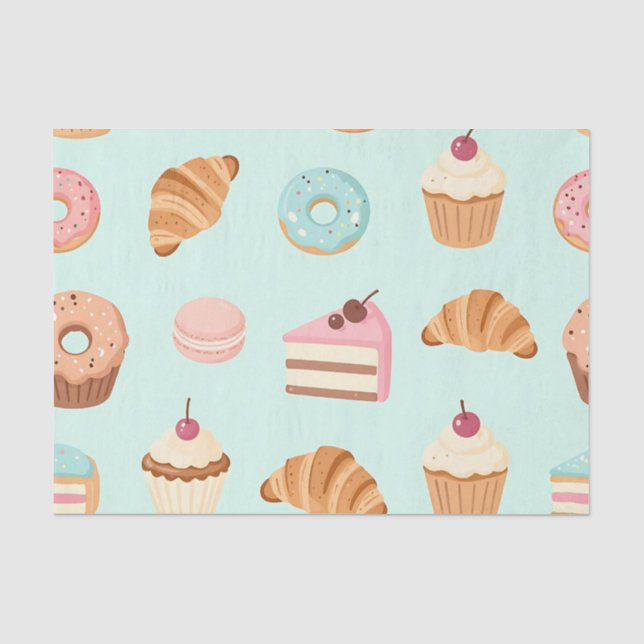 Papel De Seda Padrão de pastelaria francesa adorável (Frente )