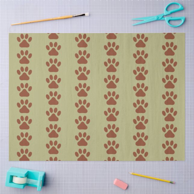 Papel De Seda Padrão de pata de cachorro marrom (Arte )