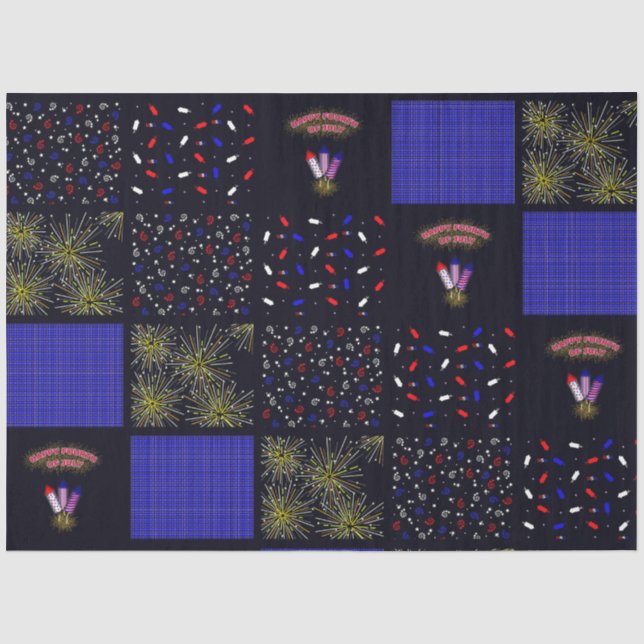 Papel De Seda Padrão de patch do quarto de julho - 4 de julho (Frente )