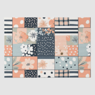 Papel De Seda Padrão de Patches Florais Vintage - Pastel (8)