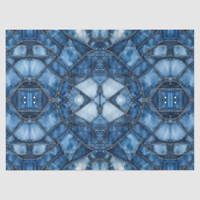 Papel De Seda Padrão de Patchwork de Denim - Olivia (Frente )