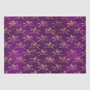 Papel De Seda Padrão de Pé Pegasus Dourado no Roxo Regal