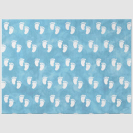 Papel De Seda Padrão de Pegada do Chá de fraldas de Aquarela Azu