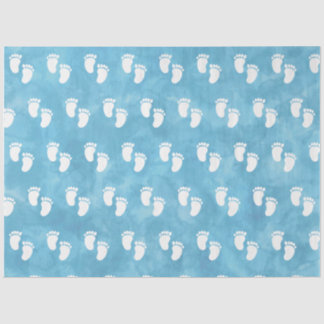Papel De Seda Padrão de Pegada do Chá de fraldas de Aquarela Azu