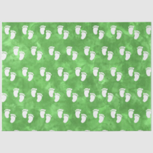 Papel De Seda Padrão de Pegada do Chá de fraldas de Aquarela Ver