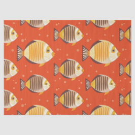 Papel De Seda Padrão de Peixes Tropicais Fofos