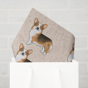 Papel De Seda Padrão de Pembroke Welsh Corgi Tricolor de Cabeça 