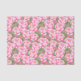 Papel De Seda Padrão de Pêonias Rosa-Chic Boêmia