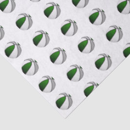 Papel De Seda padrão de pequenas bolas de basquete verdes cinza