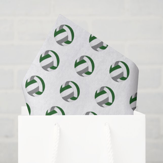 Papel De Seda padrão de pequenas bolas de vôlei verdes cinza (Sacola de presentes)