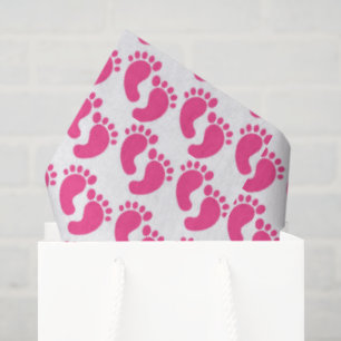 Papel De Seda Padrão de pés de bebê ladrilhados rosa fofo