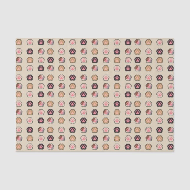 Papel De Seda Padrão de Pinturas de Gato Bonito (Frente )