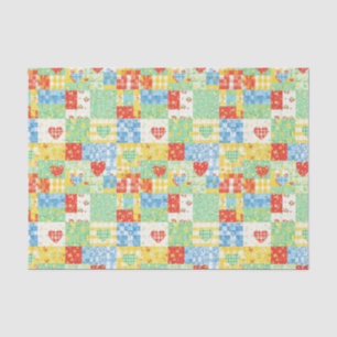 Papel De Seda Padrão de Piquenique com Remendo Floral Pastel (1)