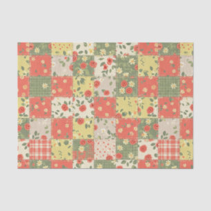 Papel De Seda Padrão de Piquenique com Remendo Floral Pastel (11