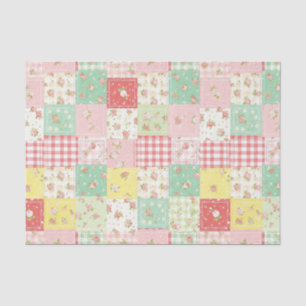 Papel De Seda Padrão de Piquenique com Remendo Floral Pastel (5)