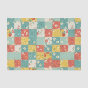 Papel De Seda Padrão de Piquenique com Remendo Floral Pastel (7)