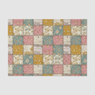 Papel De Seda Padrão de Piquenique em Patchwork Floral Pastel (1