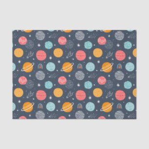 Papel De Seda Padrão de planeta sorridente e bonito