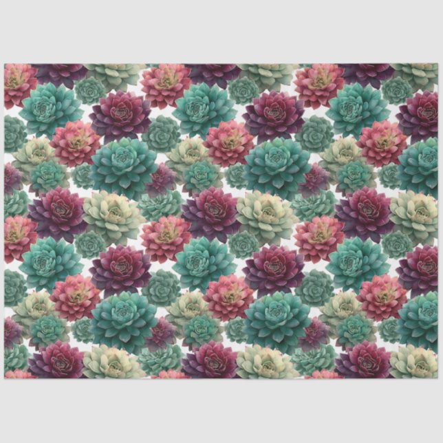 Papel De Seda Padrão de Planta Suculenta Decoupage (Frente )