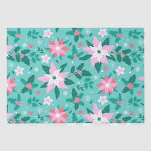 Papel De Seda Padrão de poinsettia de Natal