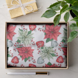 Papel De Seda Padrão de Poinsettia de Natal