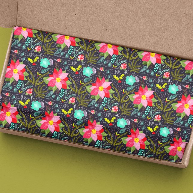 Papel De Seda Padrão de Poinsettia de Natal Moderno (Criador carregado)