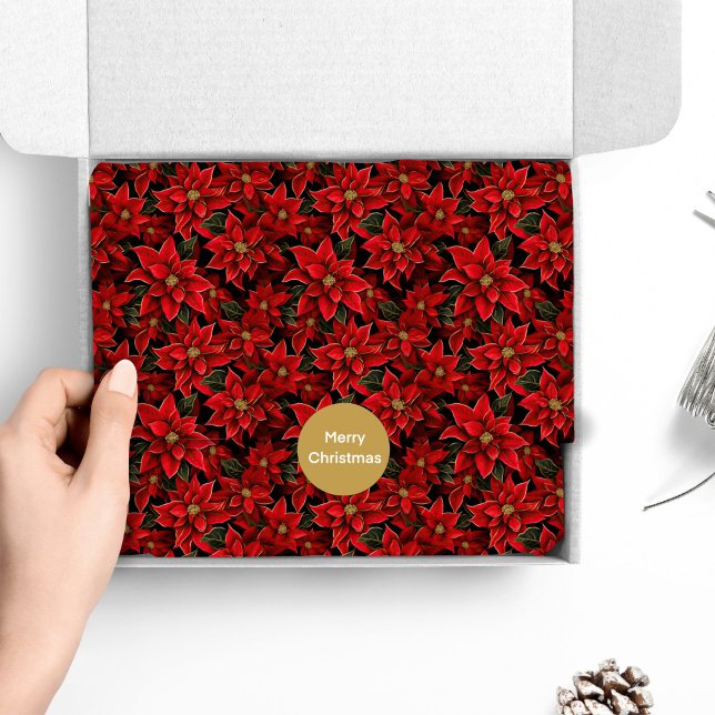 Papel De Seda Padrão de Poinsettia Natal de Férias Vermelhas (Criador carregado)