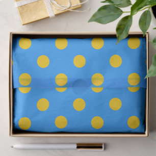 Papel De Seda Padrão de Pontos Amarelos Sobre Azul