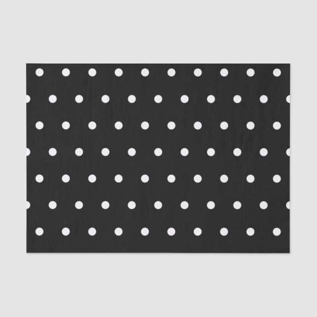 Papel De Seda Padrão de Pontos Brancos em Preto mais Profundo (Frente )