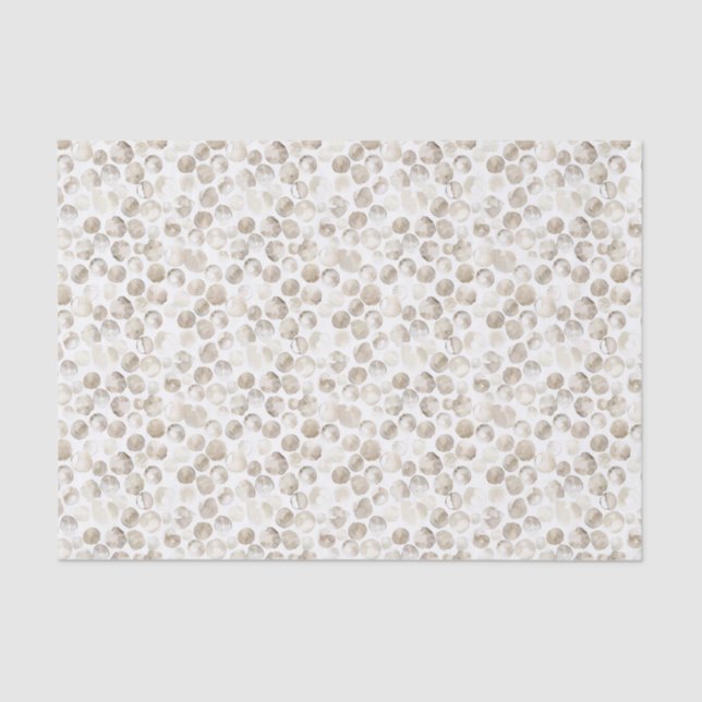 Papel De Seda Padrão de Pontos de Aquarela Bege Creme Branco Neu (Frente )