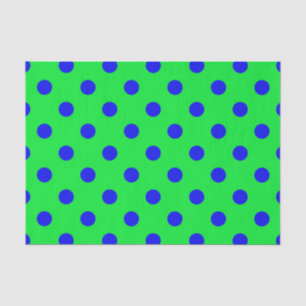 Papel De Seda Padrão de Pontos Polka Azuis Sobre Verde
