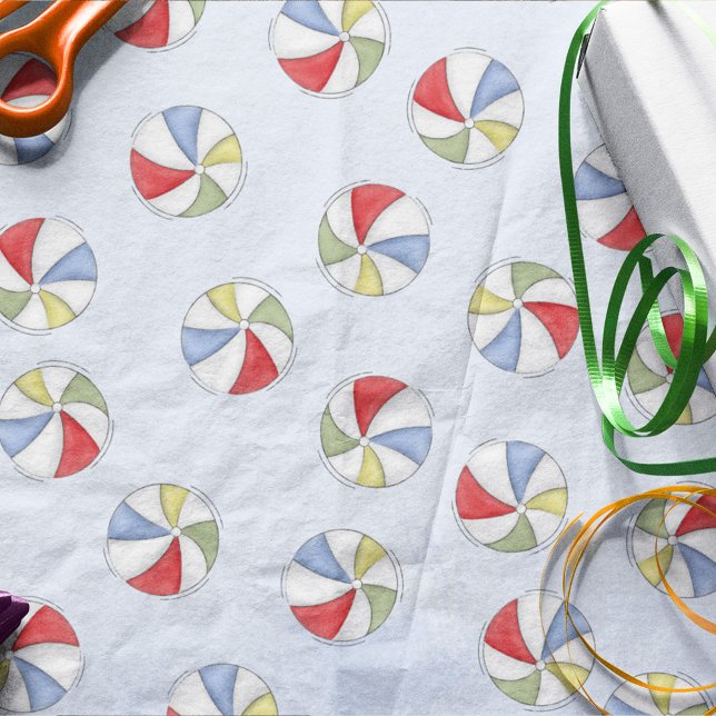 Papel De Seda Padrão de Praia de Cores Aquáticas de Verão (Criador carregado)