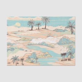 Papel De Seda Padrão de praia vintage pastel