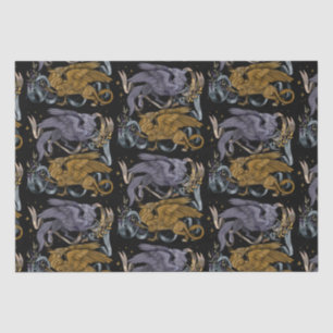 Papel De Seda Padrão de prata e Griffin Dourado
