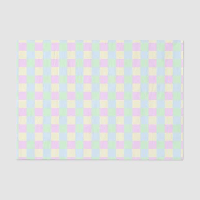 Papel De Seda Padrão de Quadrados de Pastéis Suaves (Frente )