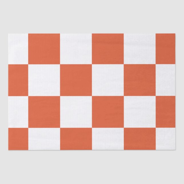 Papel De Seda Padrão de Quadro de Verificação Laranja e Branco (Frente )