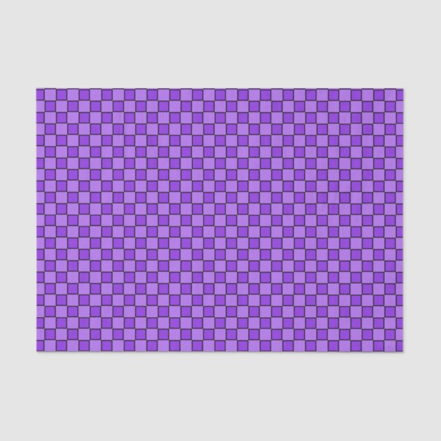 Papel De Seda Padrão de quadro de verificação preto roxo (Frente )