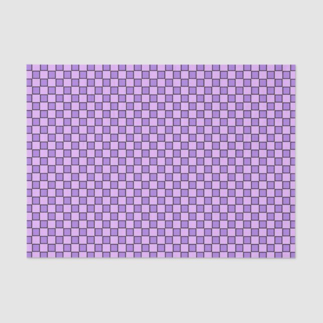 Papel De Seda Padrão de quadro de verificação preto roxo (Frente )