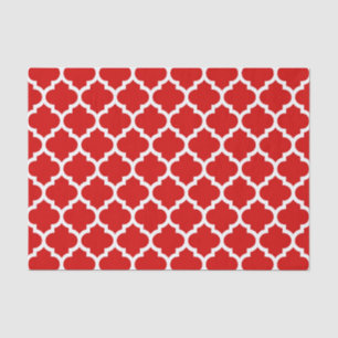 Papel De Seda Padrão de Quatrefoil Branco Vermelho marroquino #5