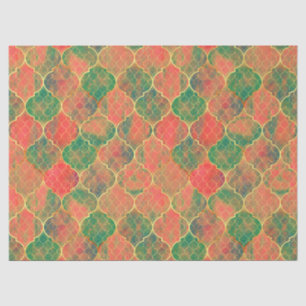 Papel De Seda Padrão de Quatrefoil Colorido de Aquarela