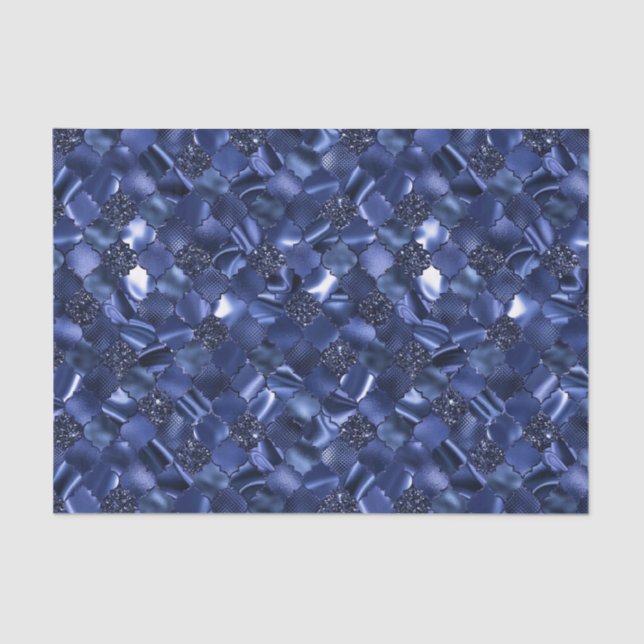 Papel De Seda Padrão de Quatrefoil de marinho Azul-Marrocos (Frente )