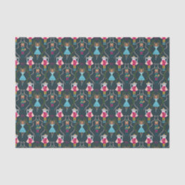 Papel De Seda Padrão de Quebra-Nozes de Natal Verde