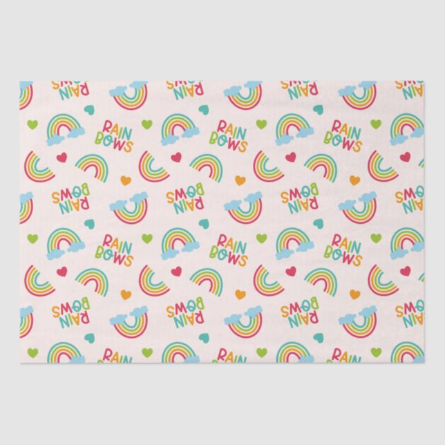 Papel De Seda Padrão de Rainbows e nuvens (Frente )