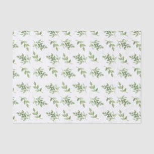 Papel De Seda Padrão de Ramais de Verde Bonito em Cores de Águ