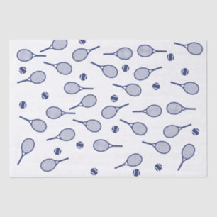 Papel De Seda Padrão de raquetes de Tênis retro azul do Marinho 