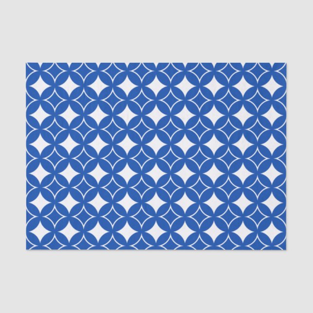 Papel De Seda Padrão de remessa azul e branco (Frente )