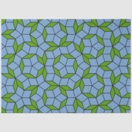 Papel De Seda Padrão de Rhombus Penrose Verde e Azul