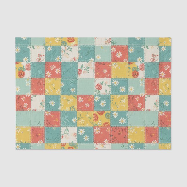 Papel De Seda Padrão de Rosa de Primavera Pastel (Frente )
